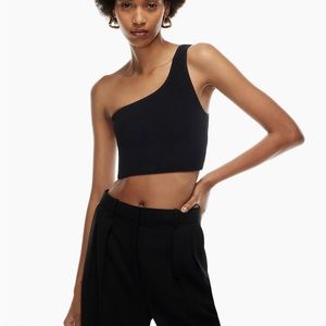 Babaton Sculpt Knit One-Shoulder Cropped Tank